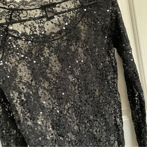 Black Lace Long Sleeve Top